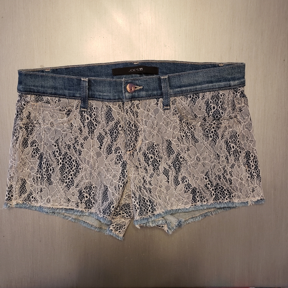 Womens Joe's Jeans Denim Lace Overlay Shorts
